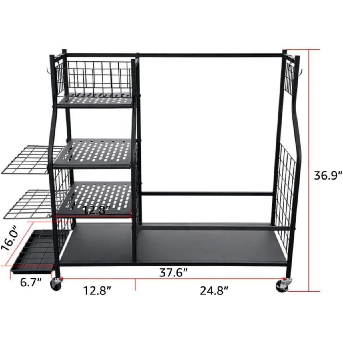 WSYW Golf Bag Organizer, Golf Bag Storage Rack Fit for 2 Golf Bags, 21 Golf Clubs, Balls, and Accessories with Lockable Wheels Organizer