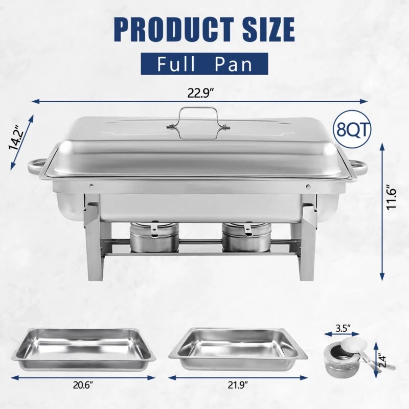 JSTUOKE Chafing Dish Set 7 Pack,5 Full Pan +2 1/3 Pan Rectangular 8QT for Catering Party Festival