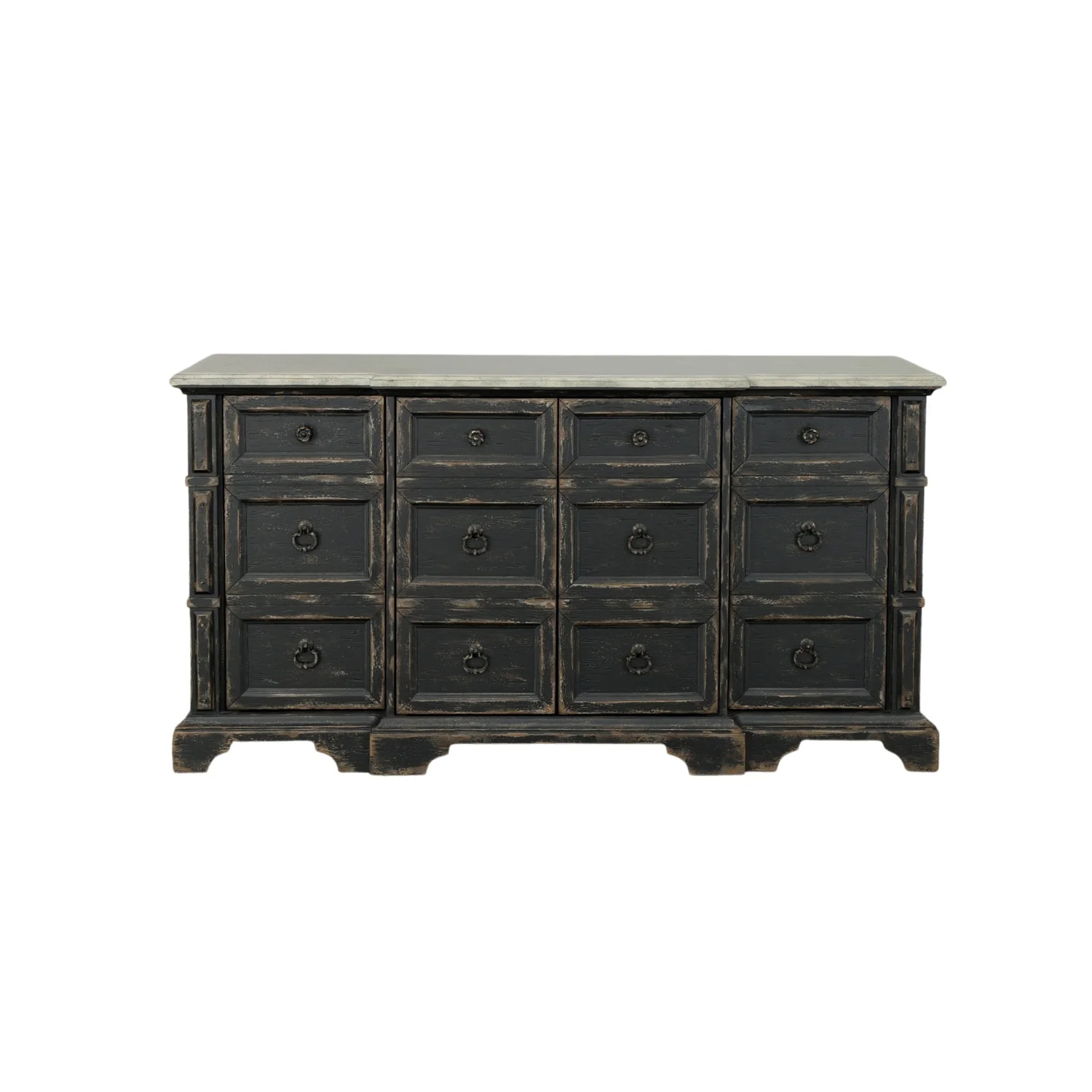 Coast to Coast Voltair Distressed Black and Grey Four Door Credenza