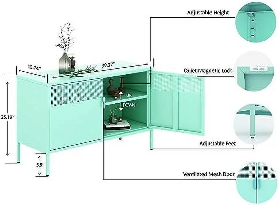 TJUNBOLIFE Orange Metal Cabinet Metal Locker  Cabinet with Doors and Shelves 3-Tier Office Cabinet Metal  Cabinet Sideboard Liquor Cabinet for Home Office Kitchen Coffee