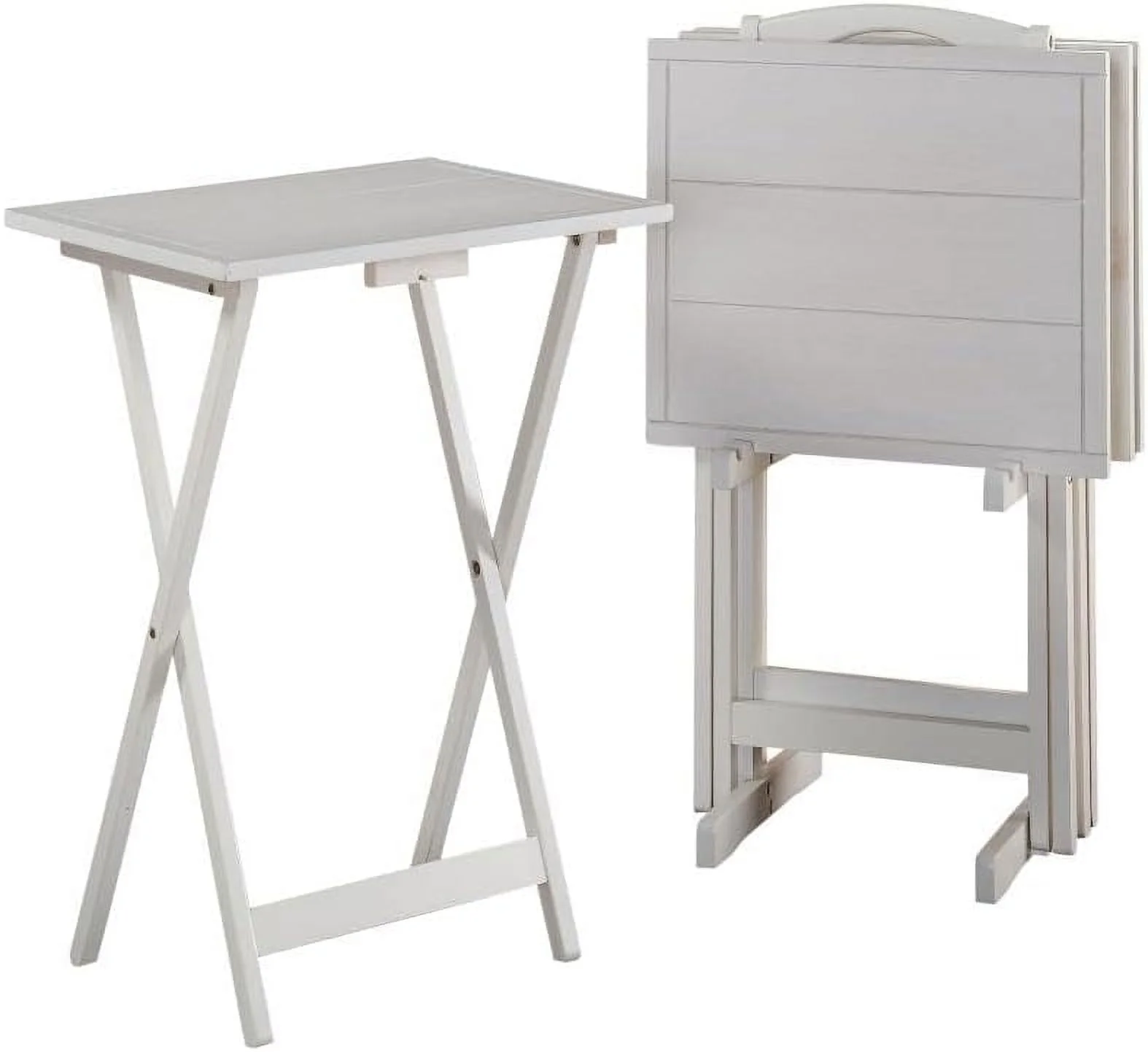 HYHBIBOOM Lisbon Five Piece Wood Tray Table Set in Whitewash