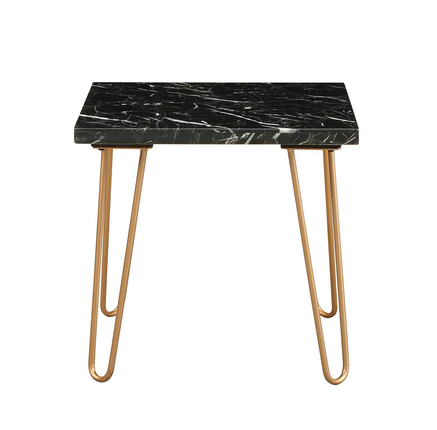Homiyad End Table in Black Marble & Gold