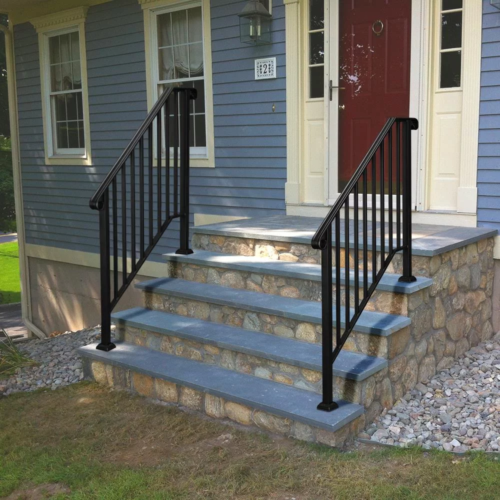 Ktaxon Handrail for Stairs Fits 1-4 Step Stair Railing Handrail for Outdoor Step - Black