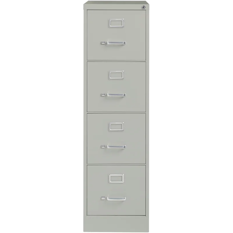 Home Square 4 Drawer Vertical Wood Filing Cabinet Set in Light Gray (Set of 2)