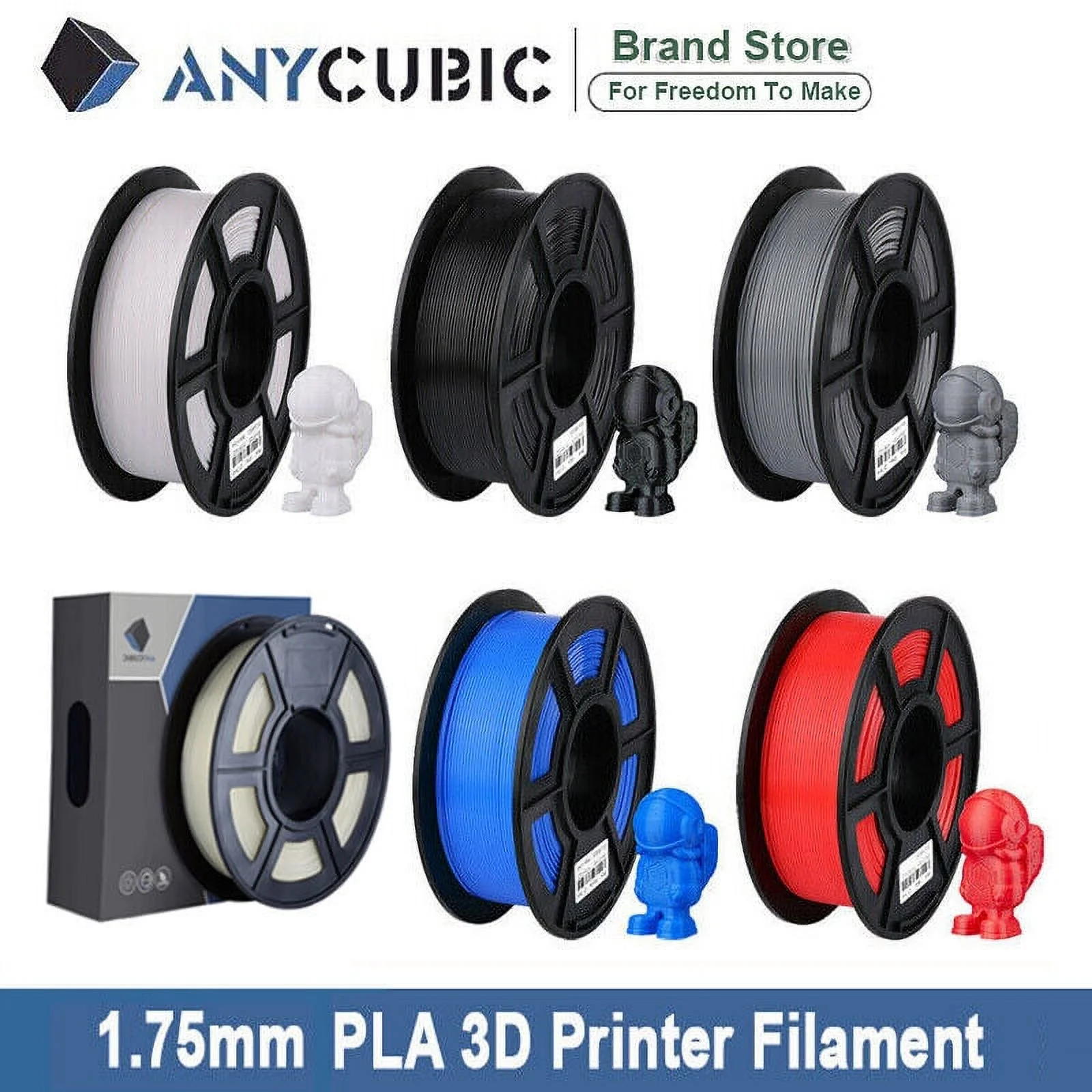 ANYCUBIC PLA 3D Printer Filament, 3D Printing PLA Filament 1.75mm Dimensional Accuracy +/- 0.02mm, 10KG Spool (Random Color)