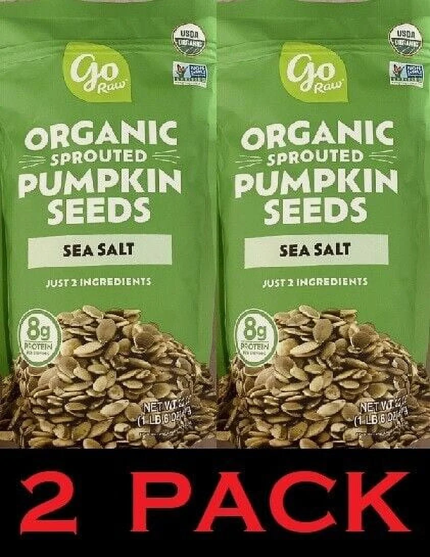 2x  Organic Sprouted Pumpkin Seeds with Sea Salt NON GMO 22 oz 2 PACK