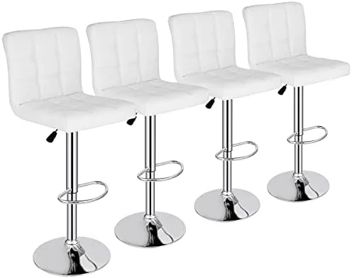 xrboomlife Set of 4 Adjustable Swivel Barstools  Modern PU Leather Kitchen Counter  Stools  Square Back  Stool