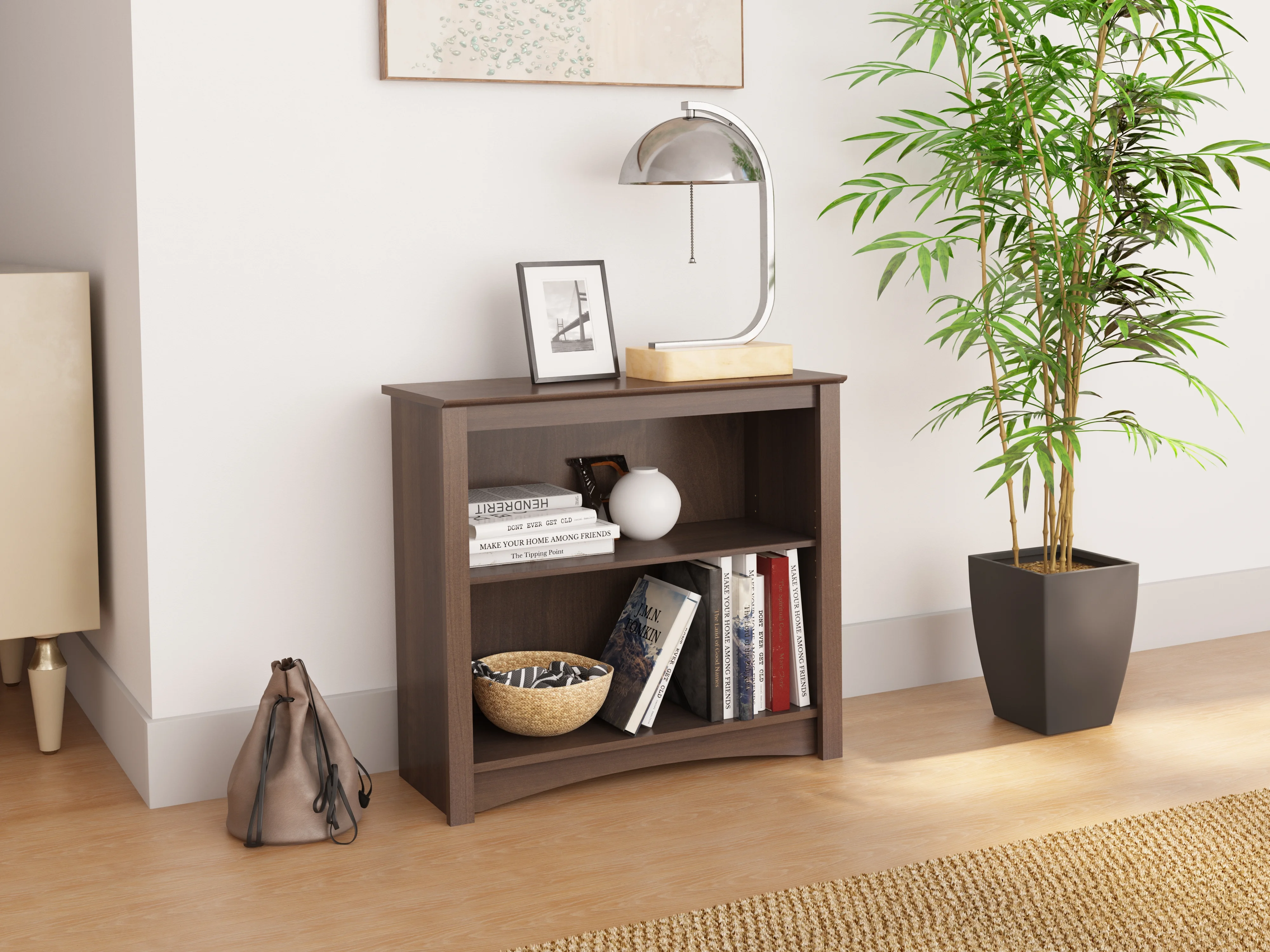 Prepac 2-Shelf Bookcase, Rich Espresso Laminate