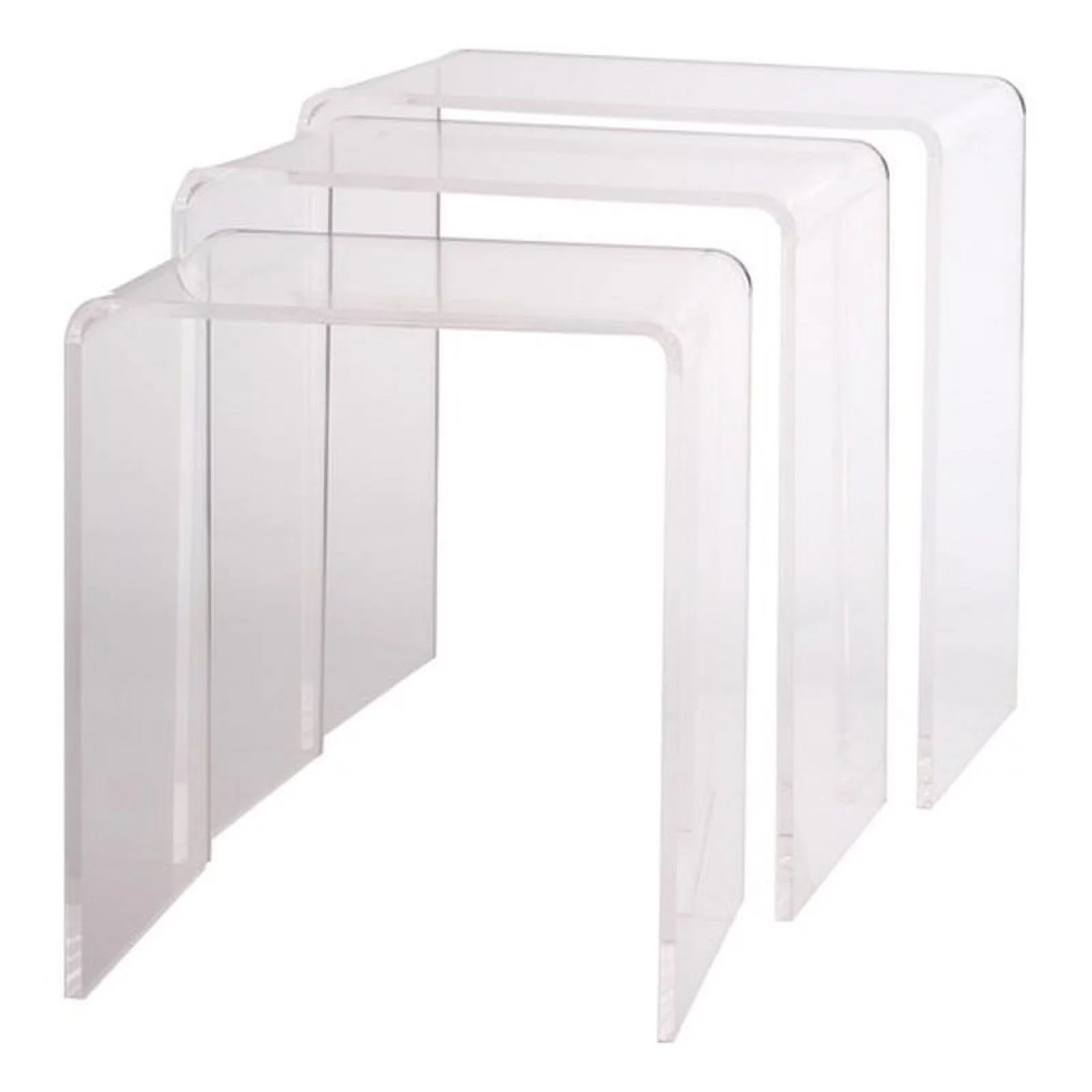 Pemberly Row Pure Decor Lucite and Acrylic Nesting Tables - Clear (Set of 3)