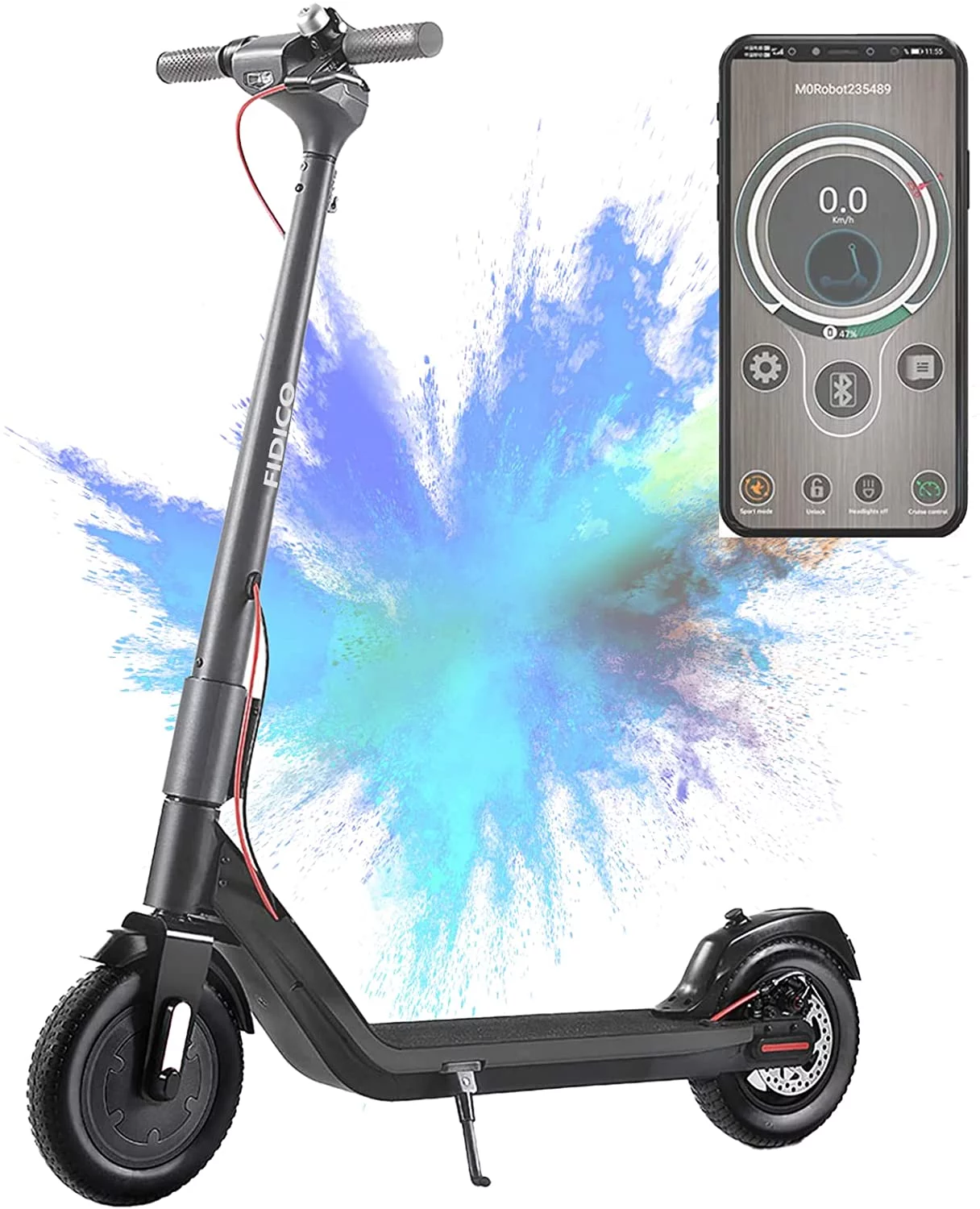 FIDICO Electric Scooter, 350W Brushless Motor, 10 inch Solid Tires, Up to 18 MPH & 20 Miles Range, Folding Commuter Electric Scooter for Adults