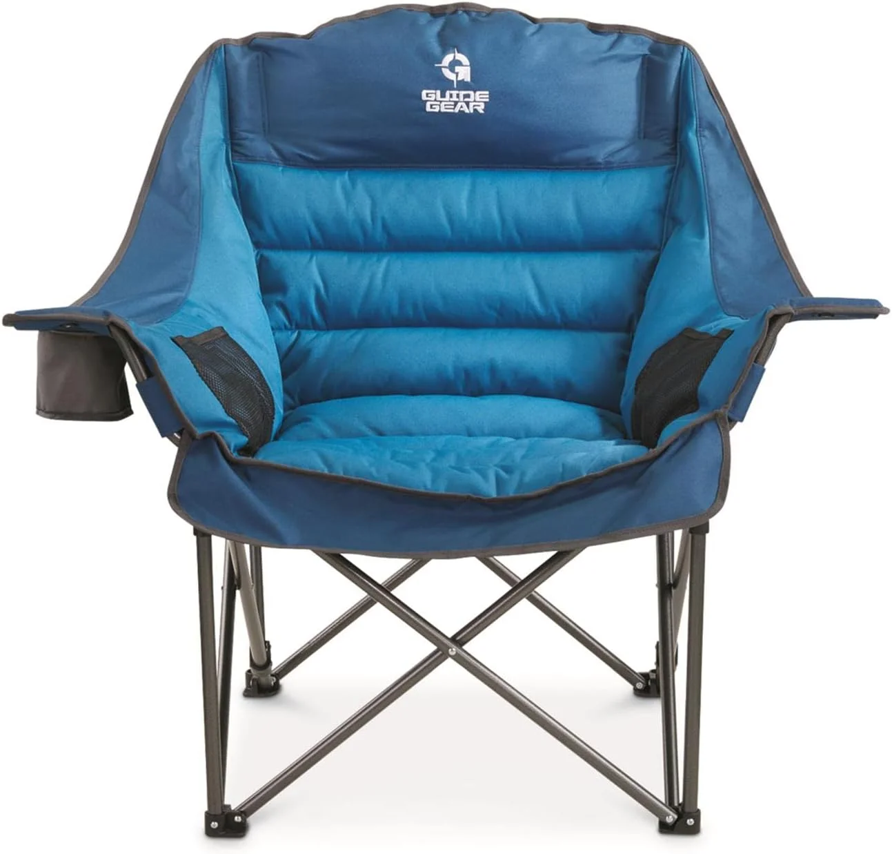 Oversized Extra Large Padded Camping Chair, Portable, Folding, Large Camp Lounge Chairs for Outdoor, Adults, Men and Women, Heavy-Duty 400 Pound Capacity, with Cup Holder