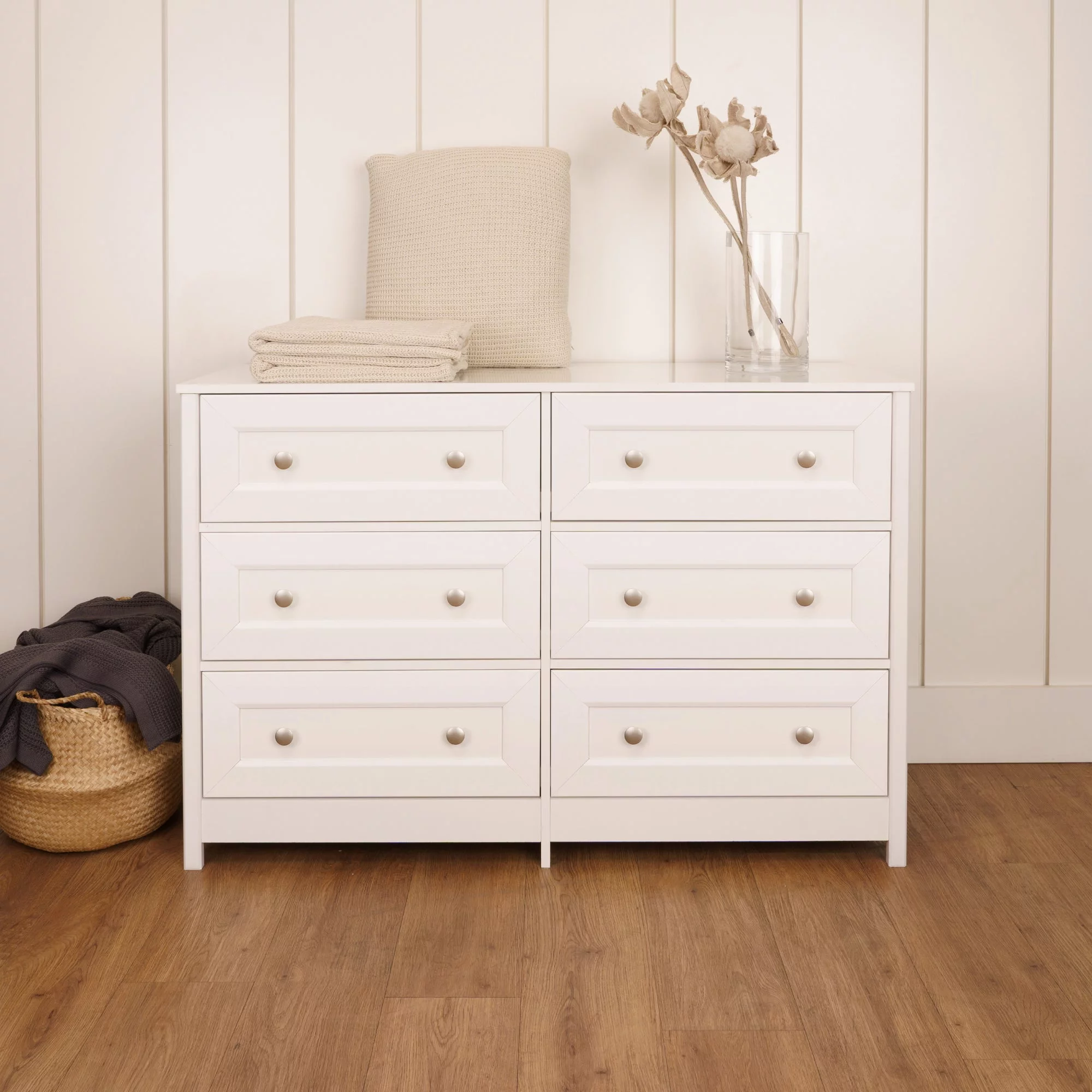 Boahaus Barbara Modern Wood Dresser with 6 Drawers, White