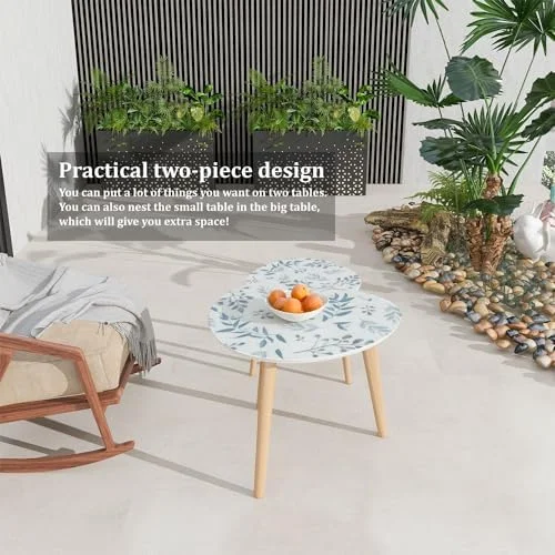 TQJKLFDY Small Coffee Nesting  Gentle Trendy Pattern Small Scale Flower Millefleurs  Style Triangle End  Center   Modern   Room Bedroom Balcony