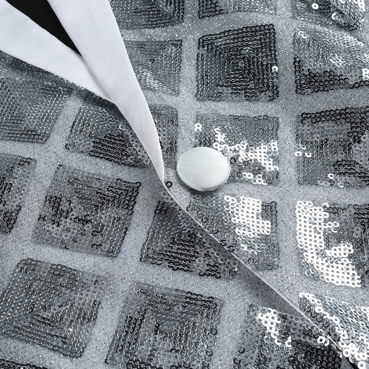 Cloudstyle Men's 2Pcs Suit Single-breasted 1 Button Plaid Sequin Blazer And Black Pants