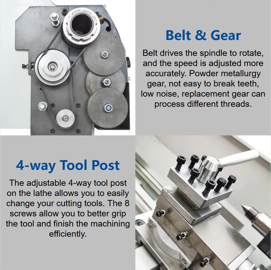 Techtongda WM210V Precision Instrument Metal Lathe Metal Bench Lathe Inch Thread Brushless Motor 8