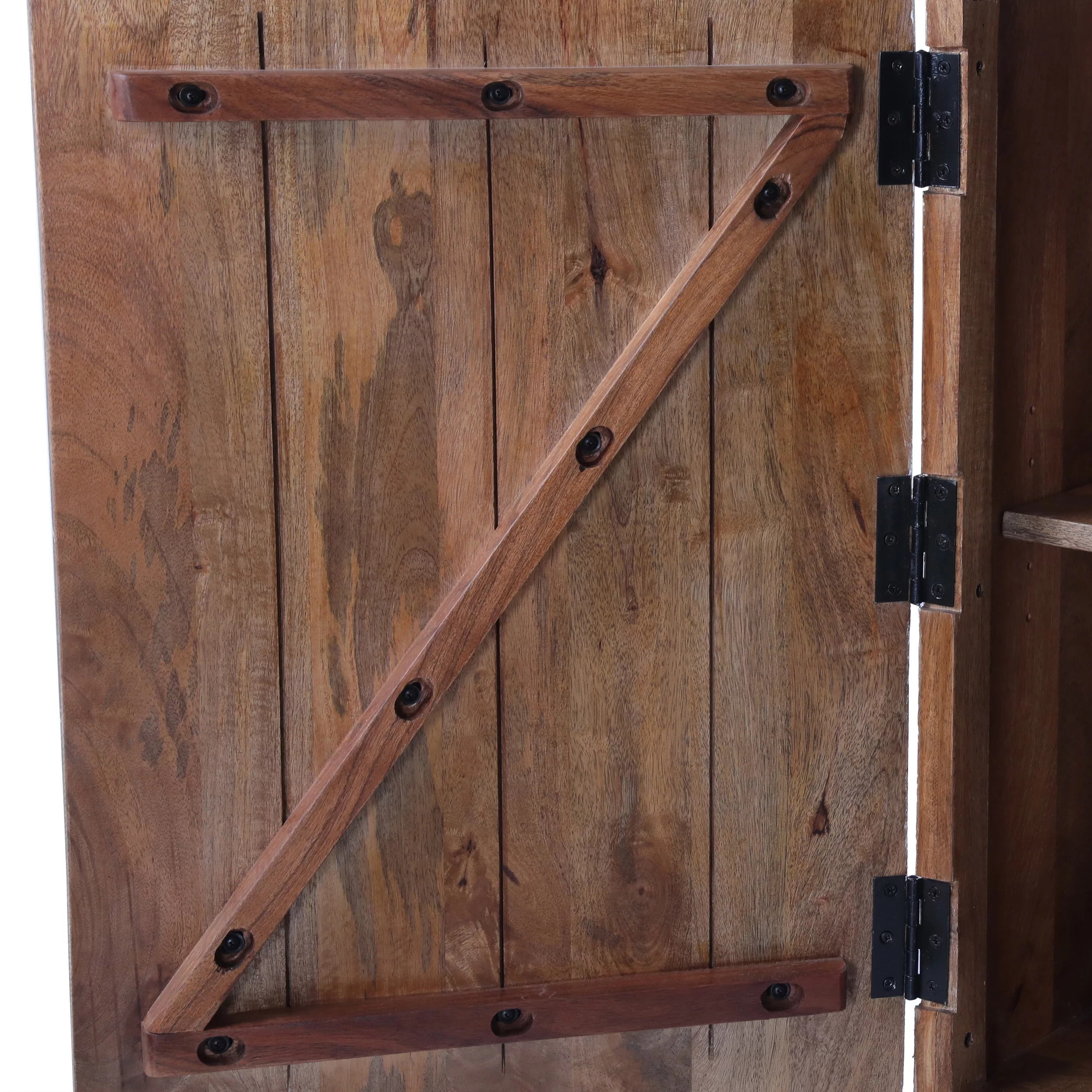 Barnsley Handcrafted Boho Mango Wood Cabinet, White Washed and Black