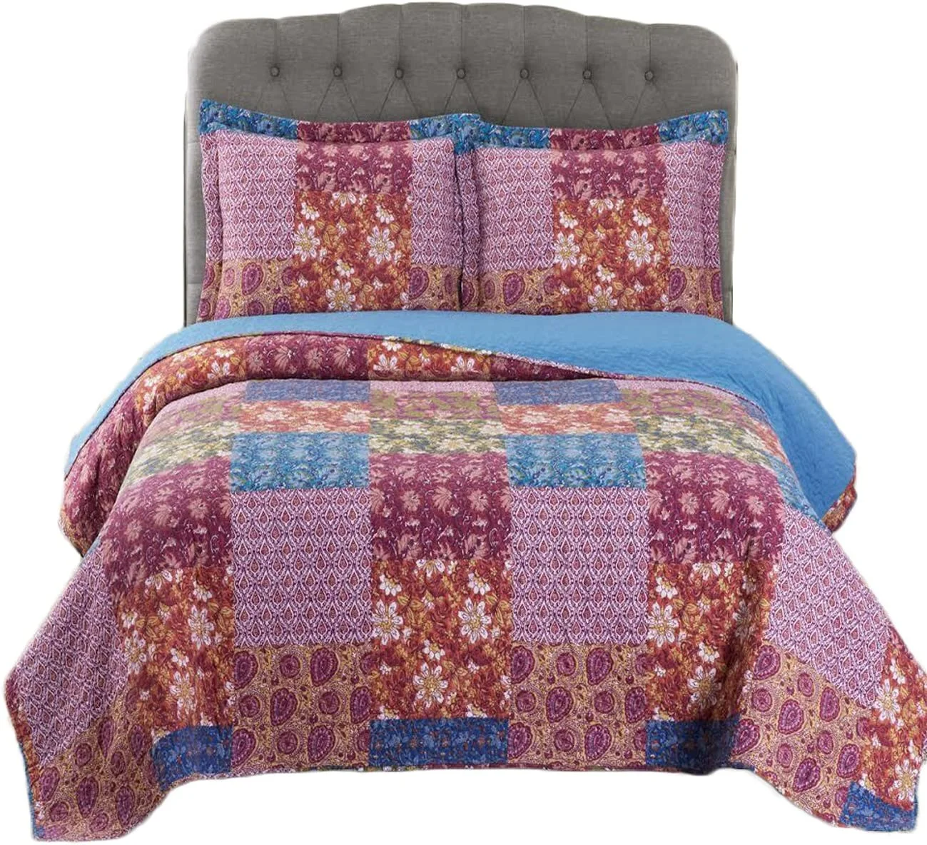 Kenzy Microfiber XL Quilt Sets- 2 Piece Oversized Reversible Printed Coverlets