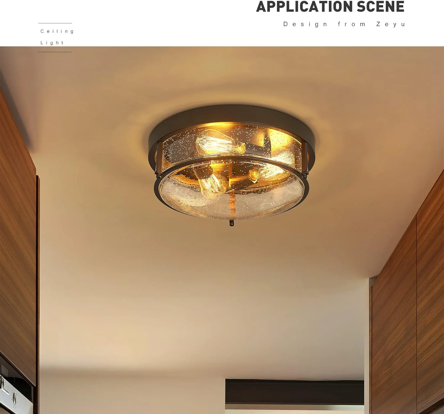 HAOFEI 3-Light Flush Mount Ceiling Light, 15 Inch Farmhouse Ceiling Lamp for Kitchen Living Room Porch, Oil Rubbed Bronze Finish with Seeded Glass, ZG59F ORB