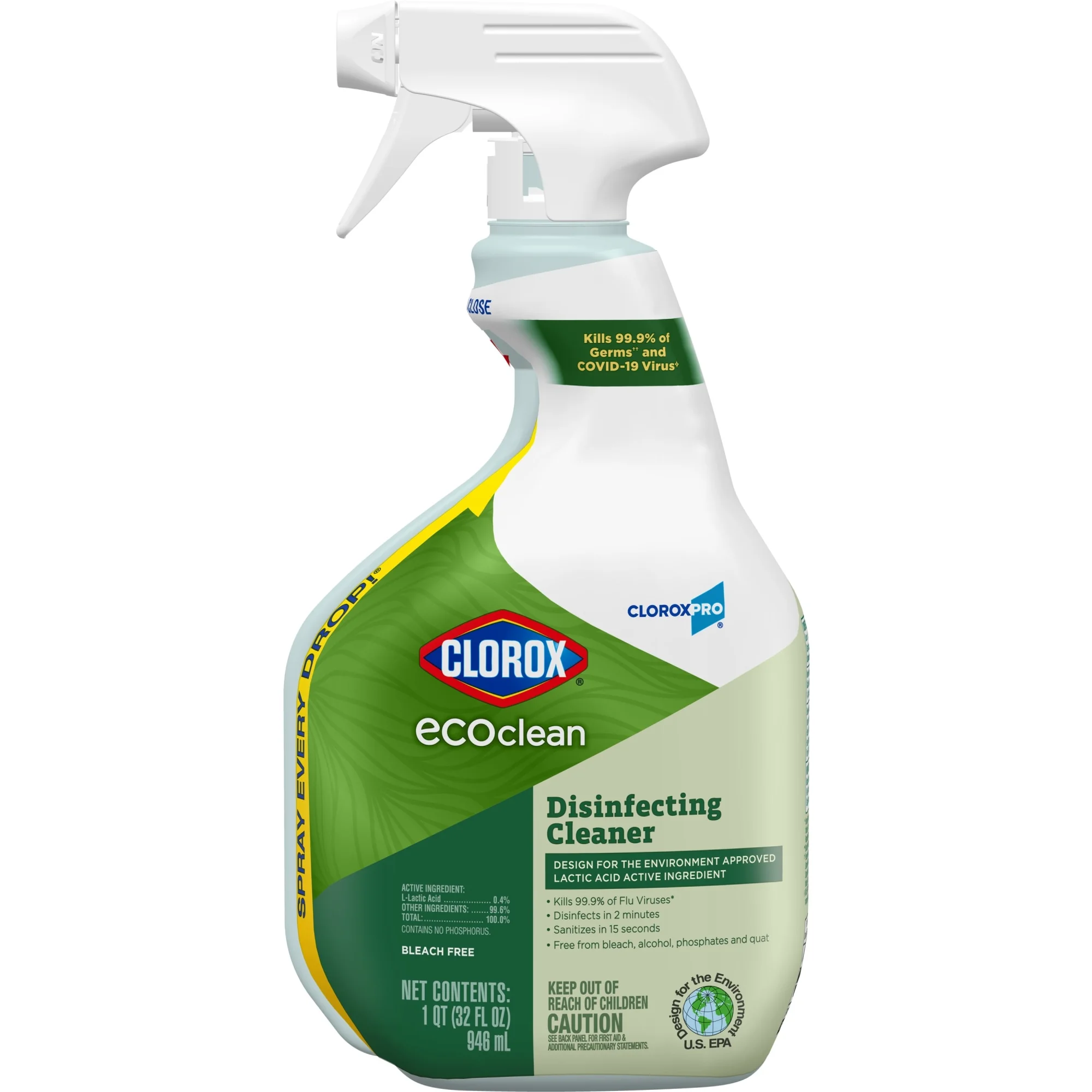 Clorox Pro EcoClean Disinfecting Cleaner Unscented 32oz Spray Bottle 9Ct 60213CT
