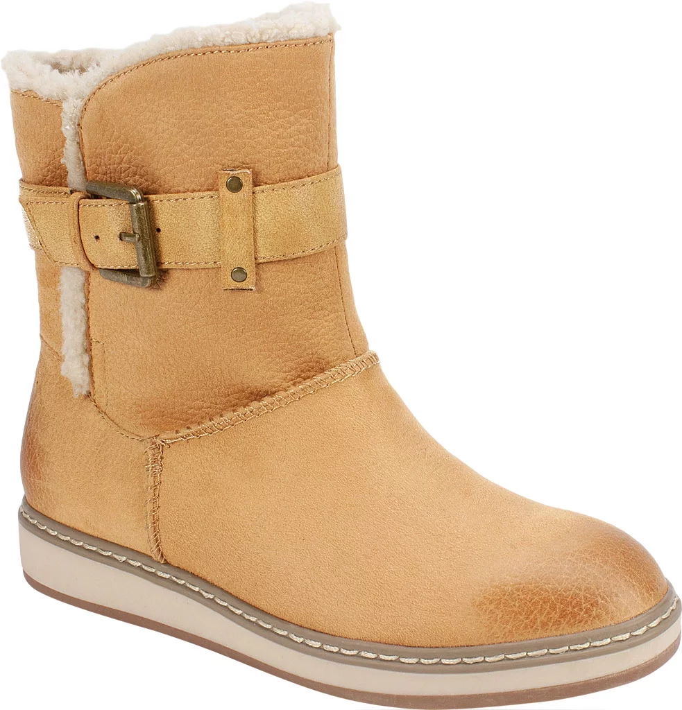 White Mountain Womens Taite Faux Fur Buckle Booties