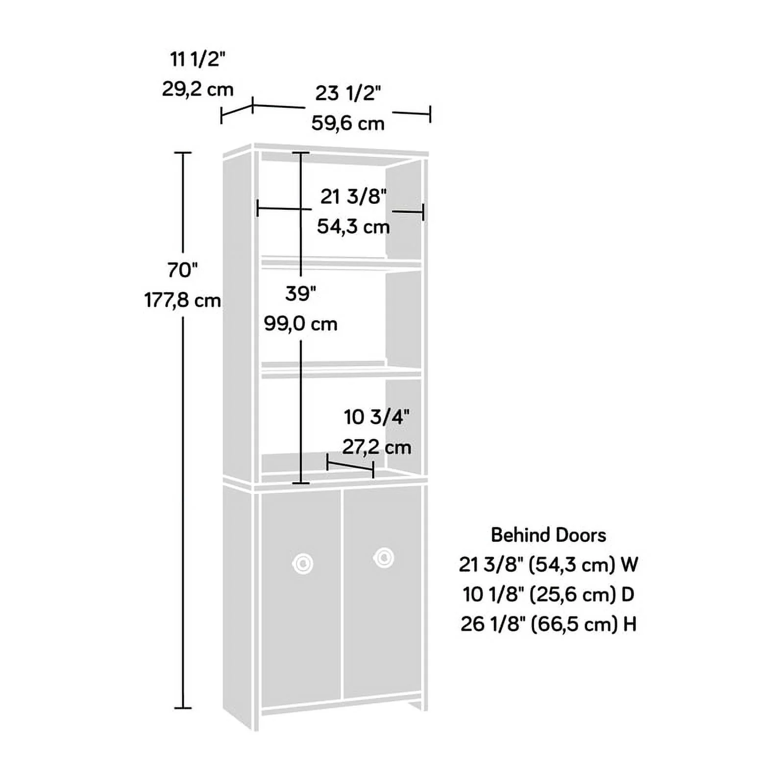 Pemberly Row Engineered Wood Bookcase in Dove Linen / Off White Finish