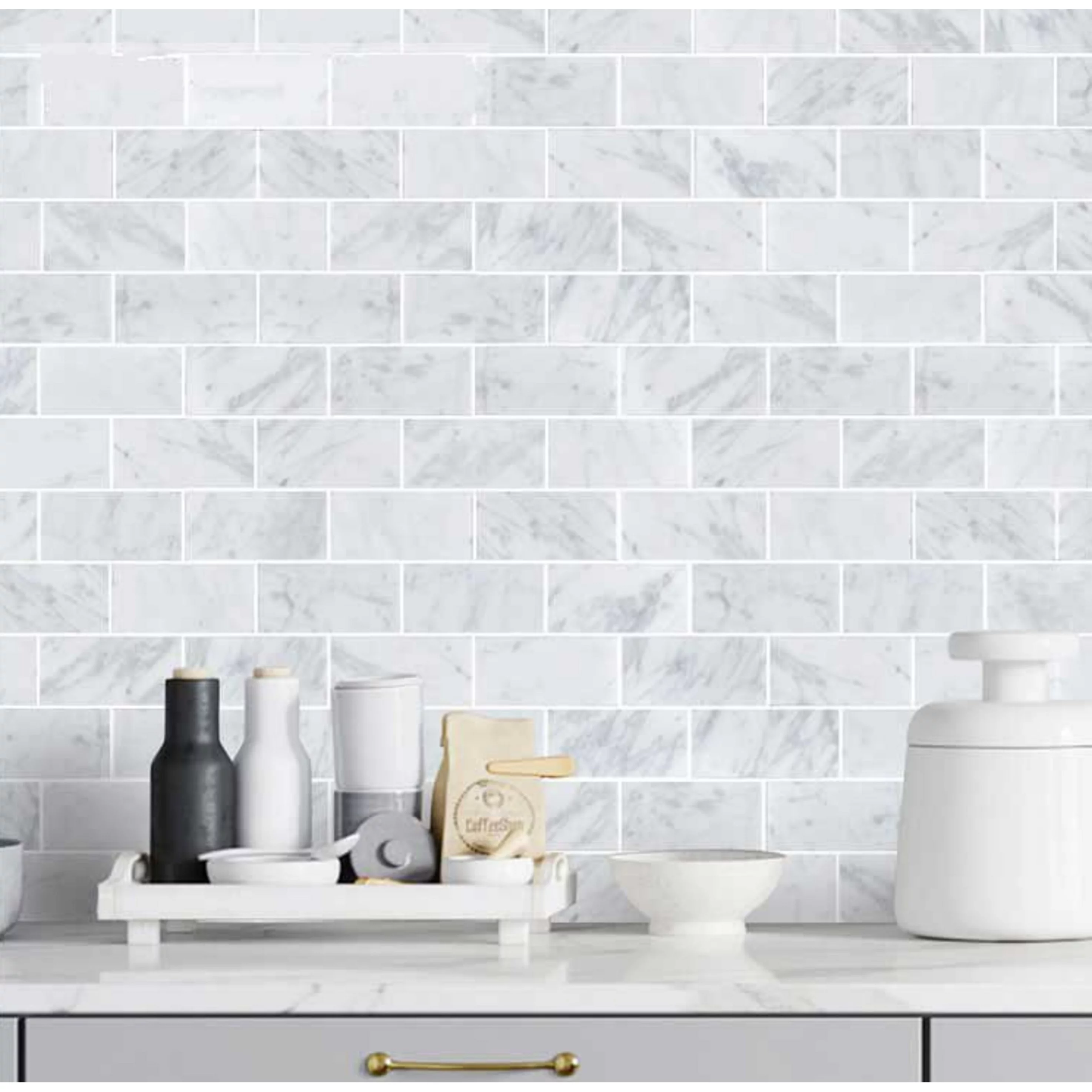 Natural Marble Stone Mosaic Backsplash Tile (Set of 10pc) FishScale