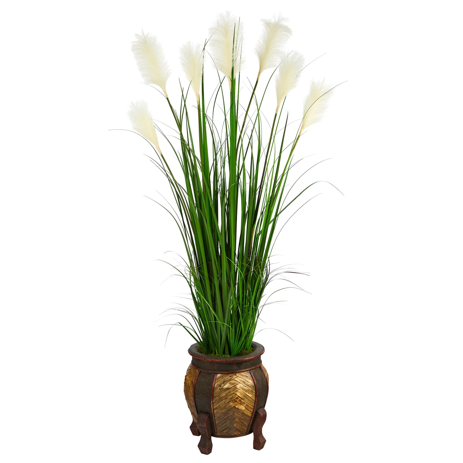 HomeStock Seaside Serenity 63In. Wheat Plume Grass Artificial Plant In Decorative Planter