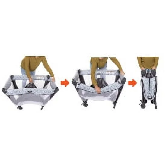 Baby Trend Nursery Den Playard with Rocking Snooze Pod, Flip Over Changer - Pebble Stone Grey