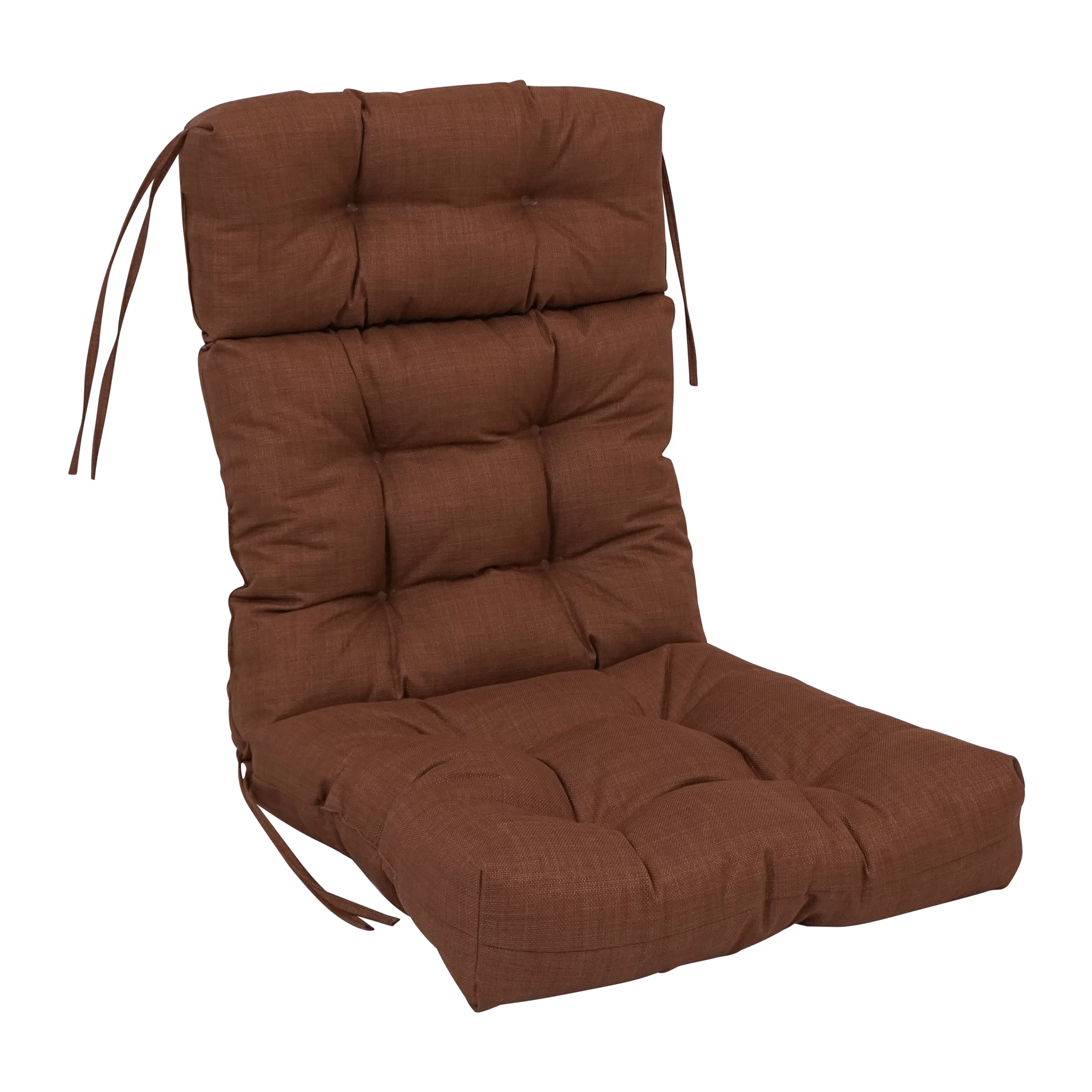 Blazing Needles  20 x 42 in. Spun Polyester Solid Outdoor Tufted Chair Cushion, Cocoa