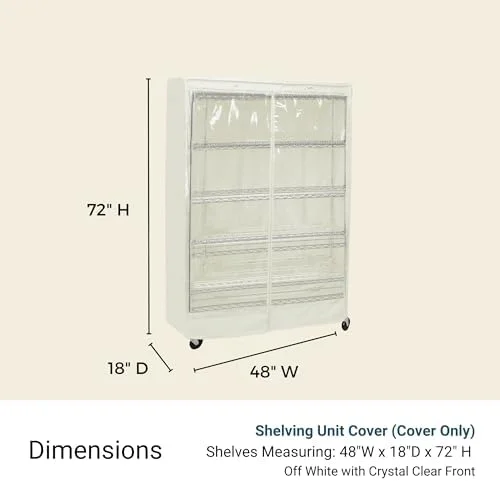 JDZHAPPYLIFE Premium Clear Front Wire  Cover Off  - Heavy-Duty  Solution for Wire Shelving Rack (30\u201DWx24\u201DDx72\u201DH) - Waterproof PVC  Water/Dust Resistant Fabric  Multi Zipper