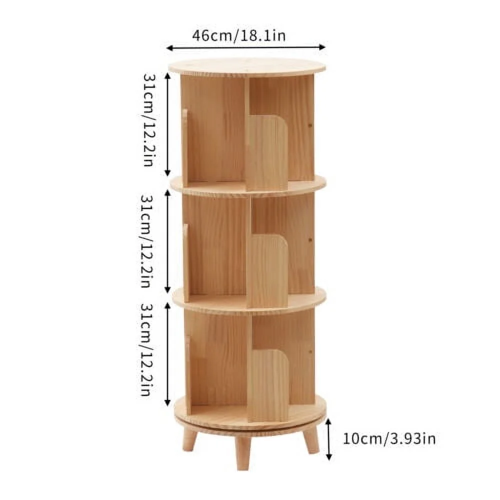 3 Tier 360 Rotating Bookshelf Display Bookcase Multi-Functional Bookshelf Rack