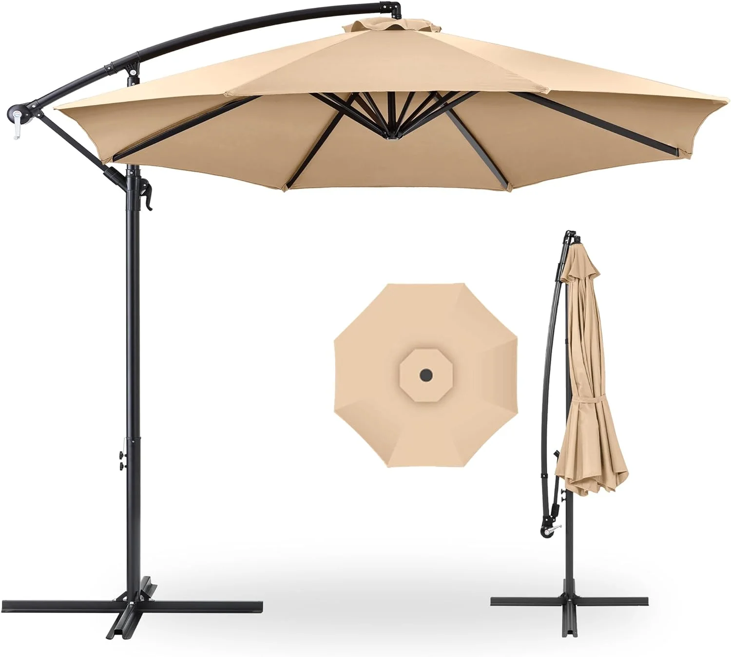 10ft Offset Hanging Patio Umbrella - Tilt Adjustment, Polyester Shade