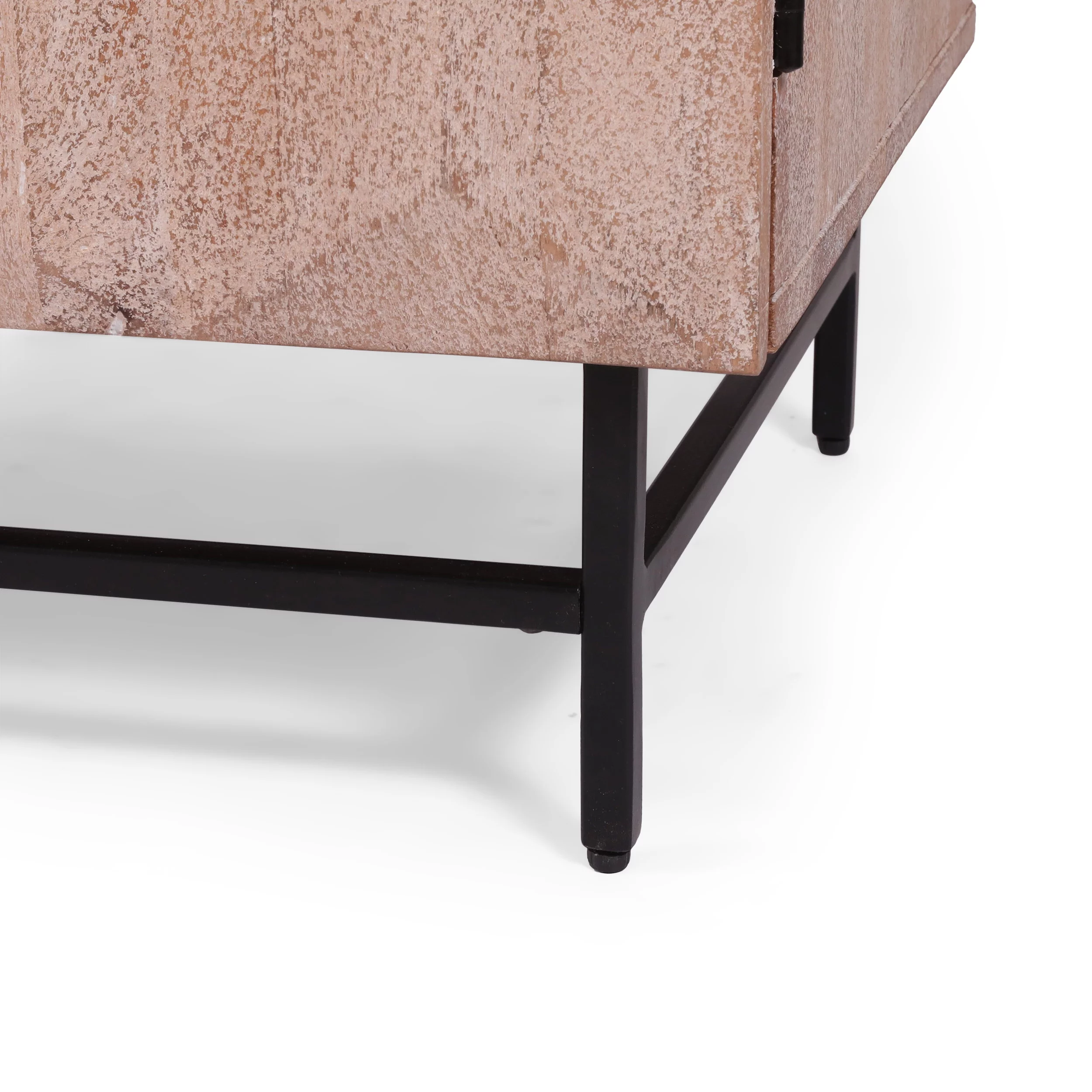 Barnsley Handcrafted Boho Mango Wood Cabinet, White Washed and Black