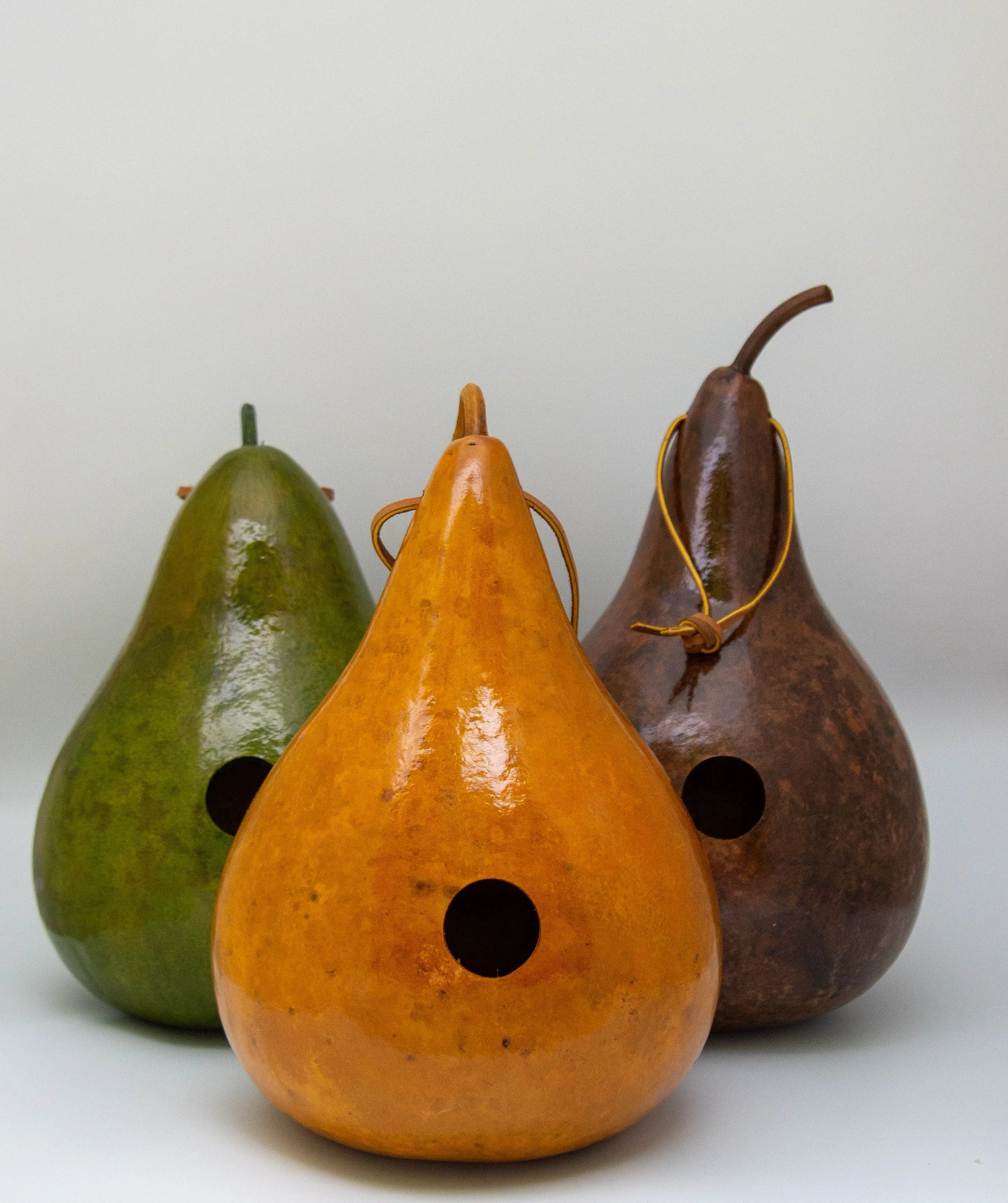 Gourd Birdhouse, Set of 3, Red, Lime Green, Yellow