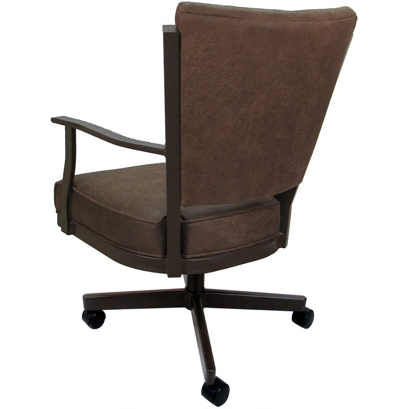 Pemberly Row Swivel Dining Caster Chair- Whiskey Brown Fabric-Brown Frame