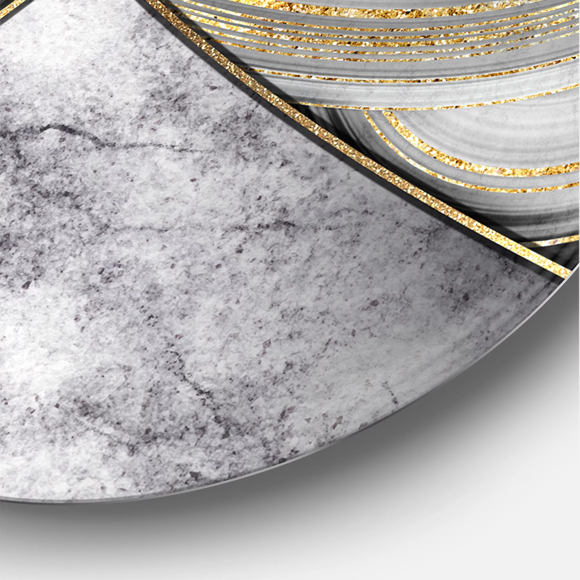 Designart 'Touches Of Gold With Marble Granite Agate' Modern Circle Metal Wall Art 36x36 - Disc of 36