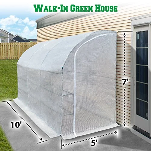 BenefitUSA Large Walk-in Wall Greenhouse 10x5x7'H with 3 Tiers/6 Shelves Gardening (White)