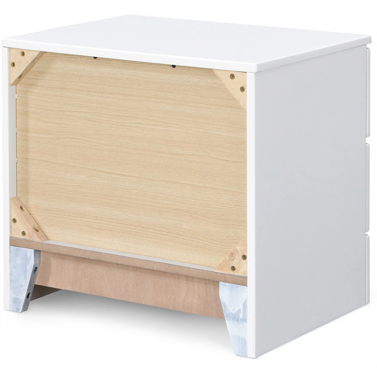 Home Square 2 Drawer Wood Nightstand in White Finish - Set of 2