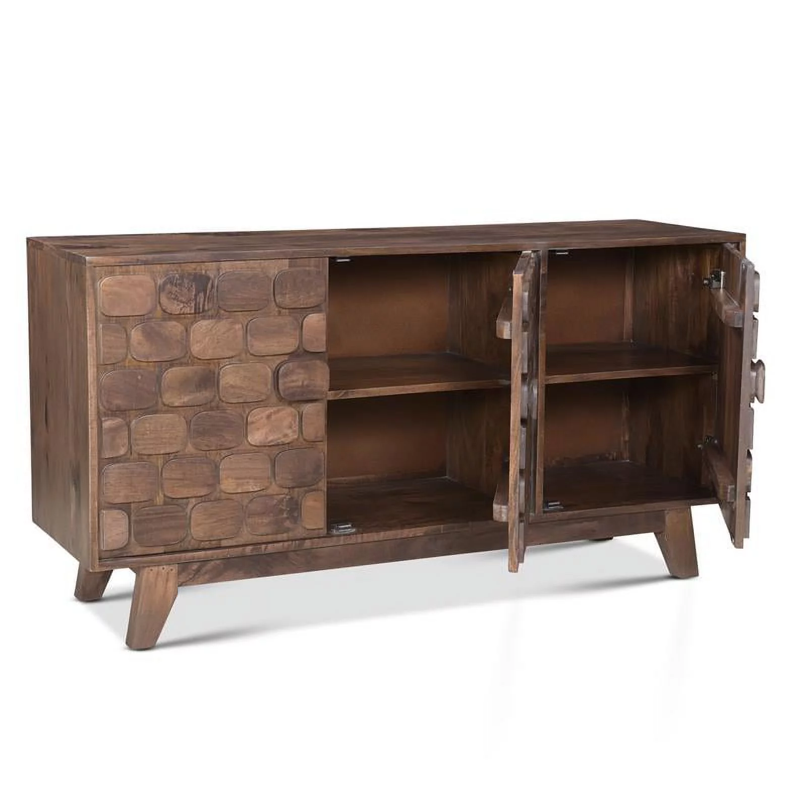 Pemberly Row Mid-Century Walnut Finish Solid Wood Accent Server