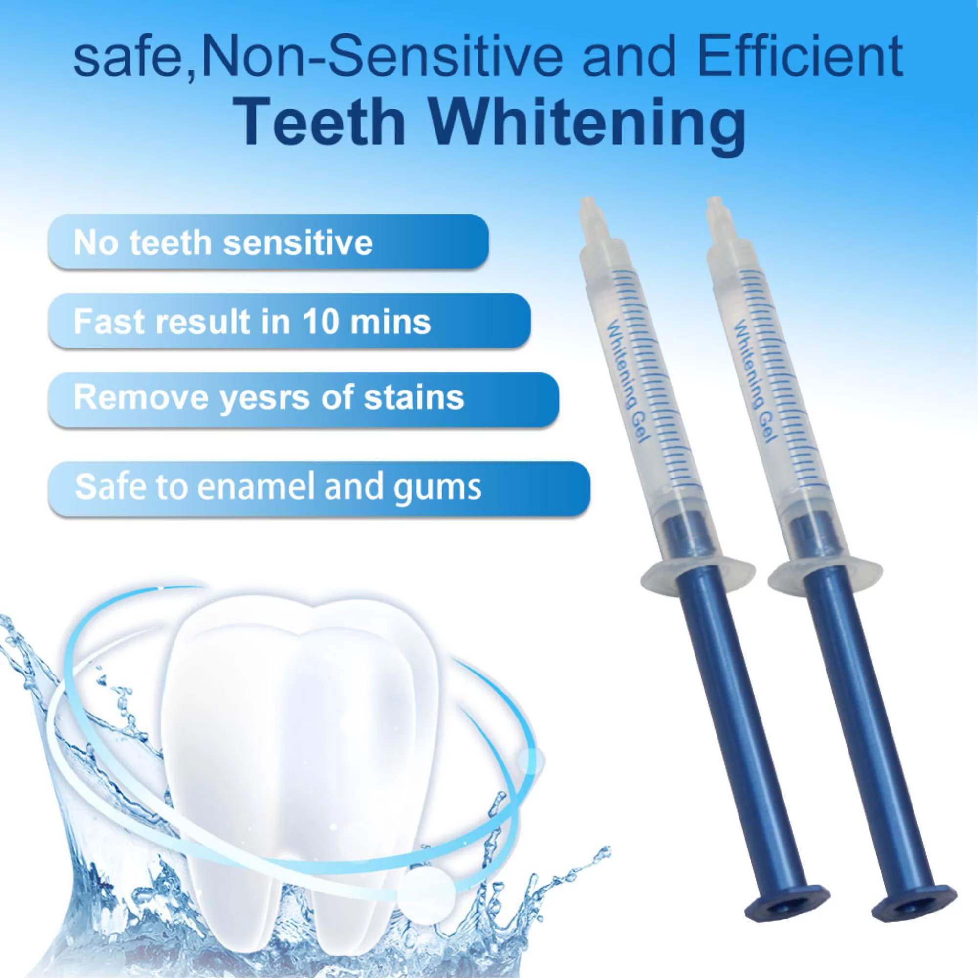 Teeth Whitening Gel Refills- 10 Count, Stain Removal & Remineralization Gel, Compatible with Light and Tray - Home & Travel Use, 3ML Bleaching Gel for Brighter Teeth