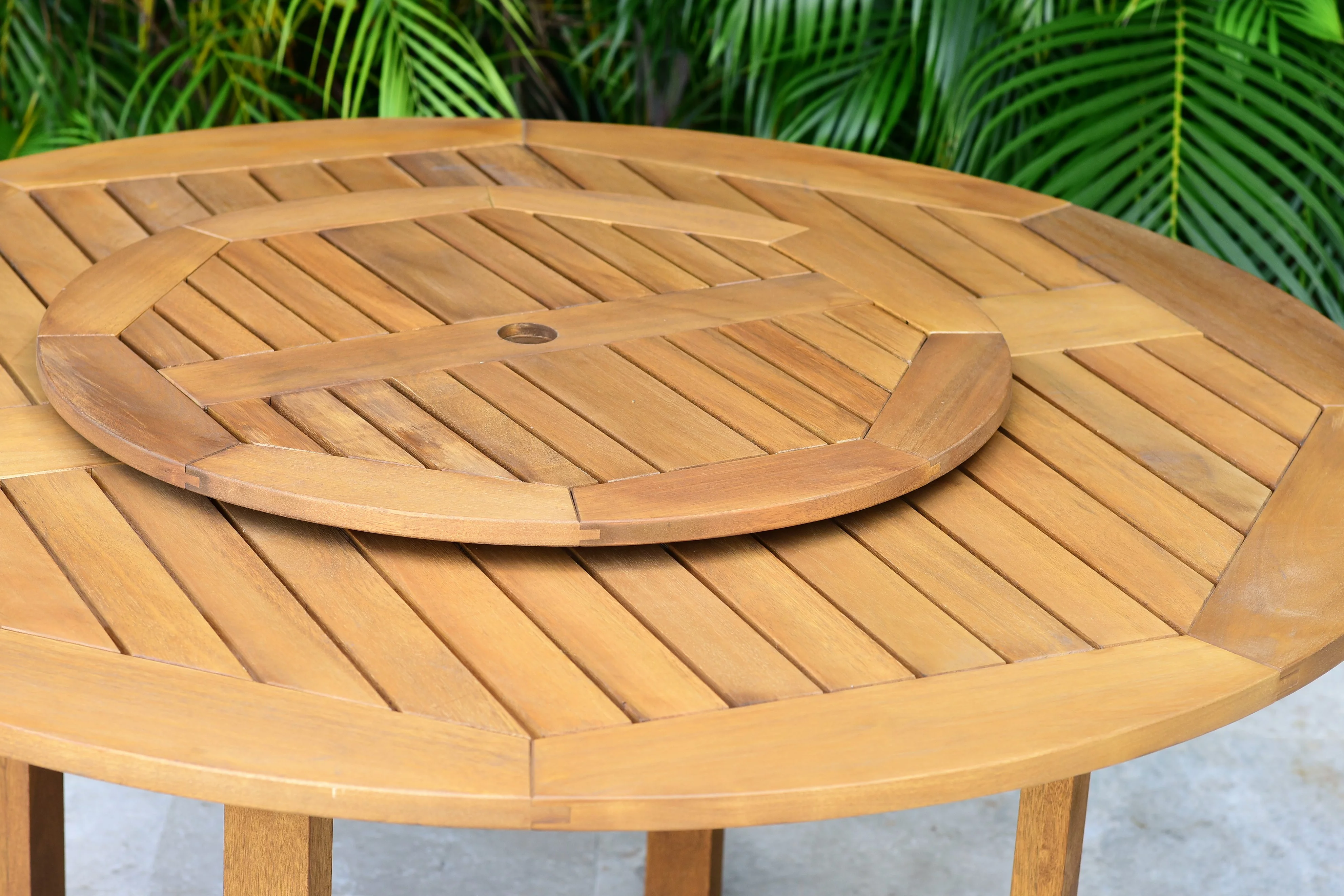 Amazonia Cairo 5 Pieces Lazy Susan Teak Finish Round Patio Dining Set