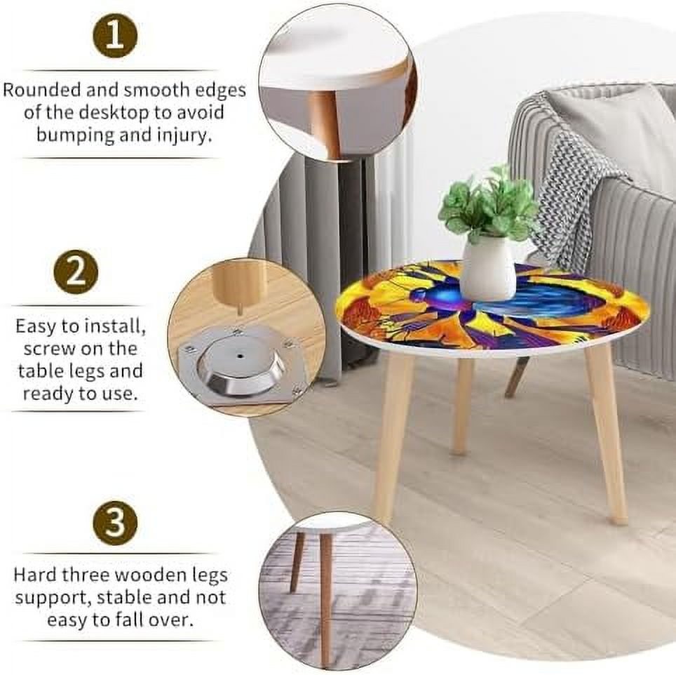 RSJIWOGZ Small Coffee Nesting  Stained Glass Style Pair Bright Fishes Water Triangle End  Center   Modern   Room Bedroom Balcony