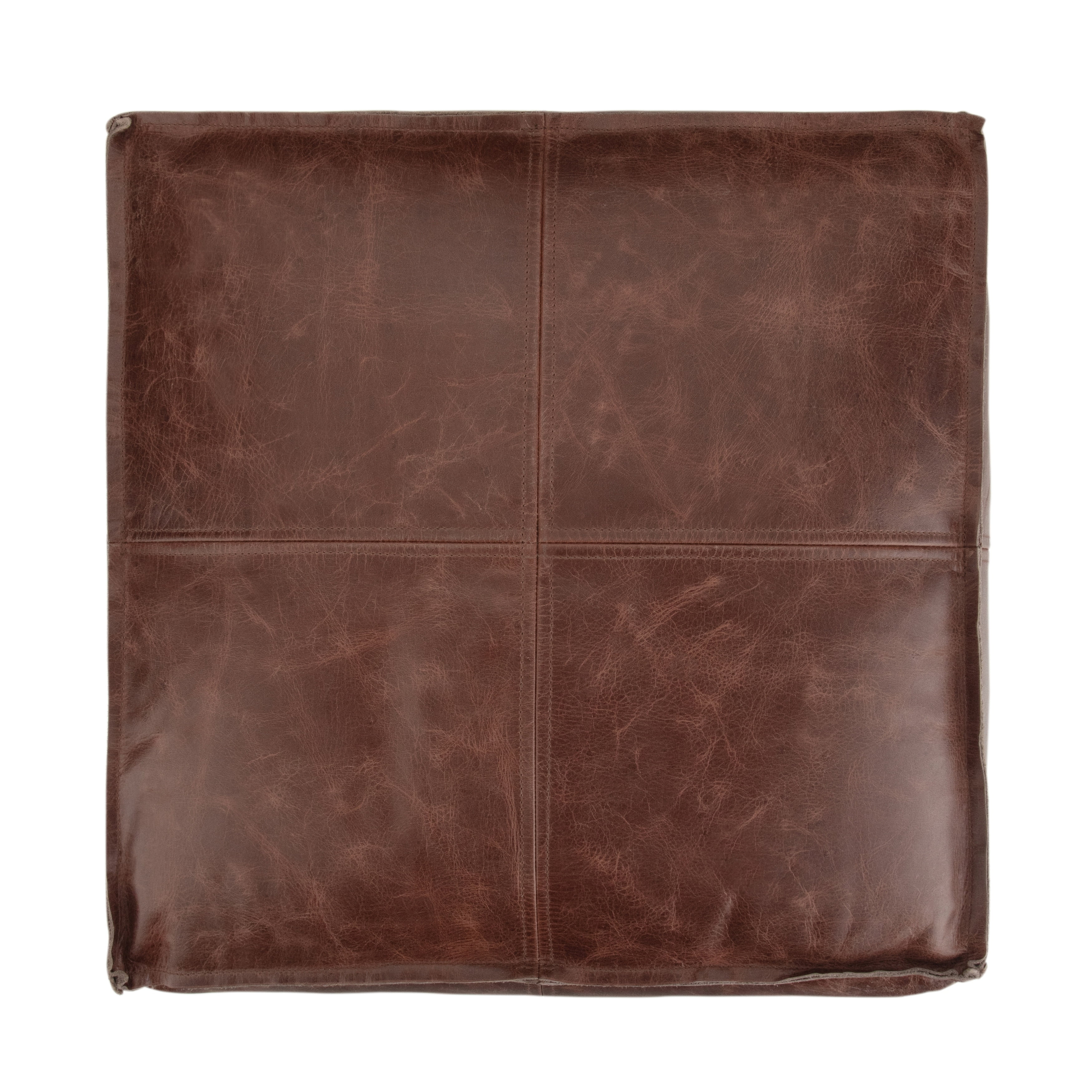 WyndenHall  Erving Boho Square Pouf in Leather Brown