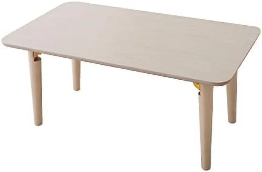 SJOINGB Wood Folding Coffee Table Rectangle Medium (17.7"x31.5") Natural  Floor Sitting Low Table Small Space Minimalist Japanese Tatami Room