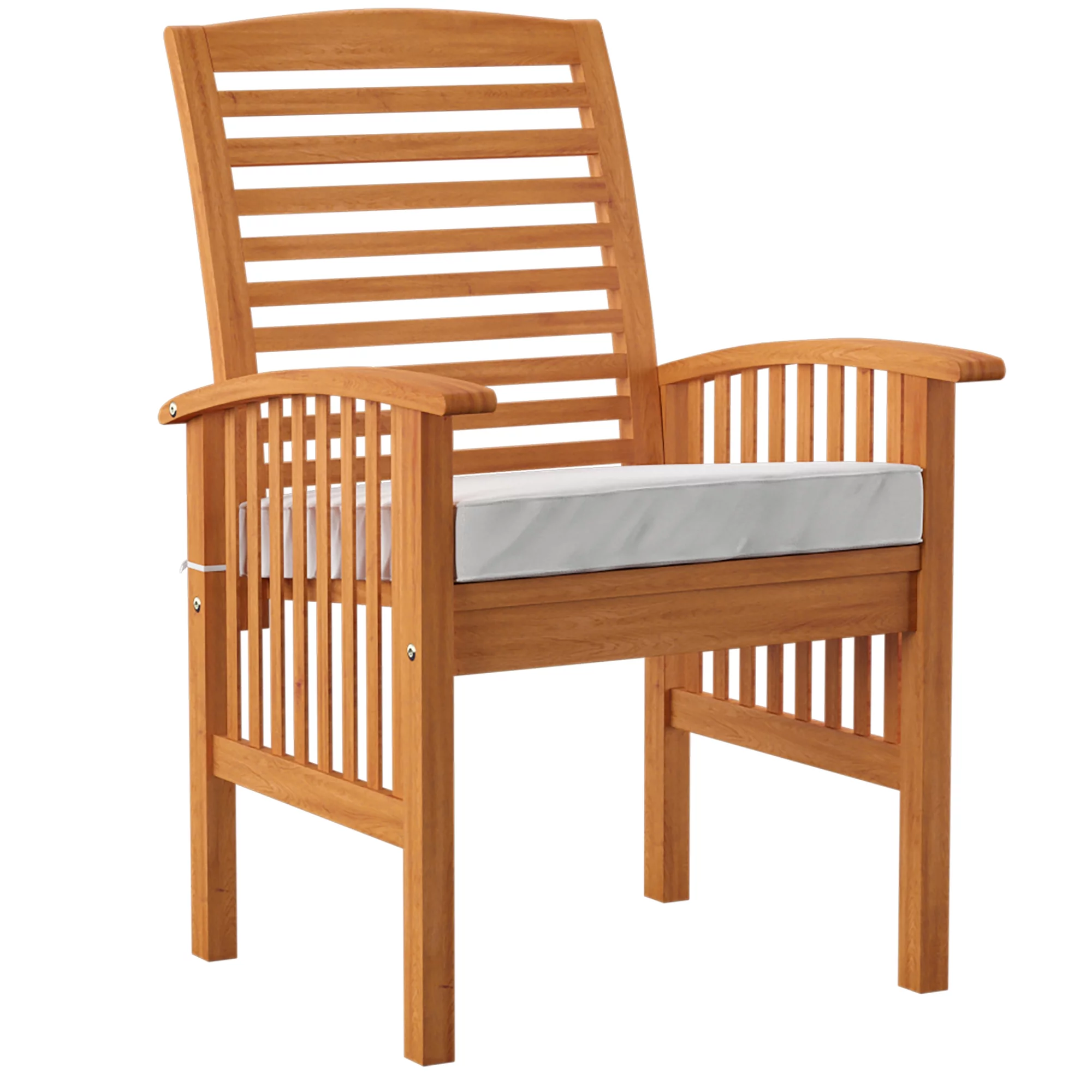 Wood Patio Chairs in Brown with Cushion - Set of 2