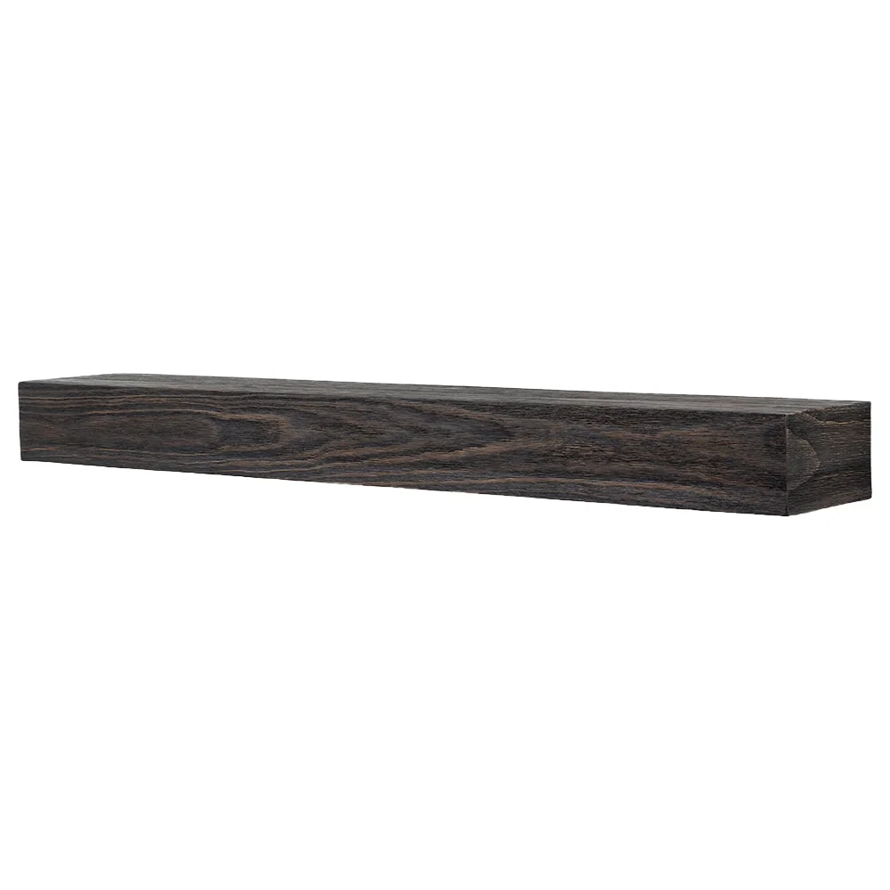 Modern Ember Modern Rustic 48 Inch Wood Mantel Shelf in Charcoal Black Stowe, Sand Groove Pattern