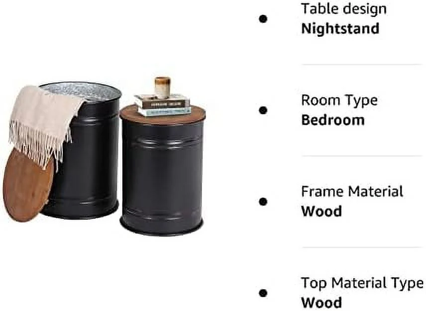 TJCGDTY Rustic  Ottoman Seat Stool  Farmhouse Accent   Antique Galvanized Metal End Table Box Bin with Square Wooden Lid （Square&Galvanized）