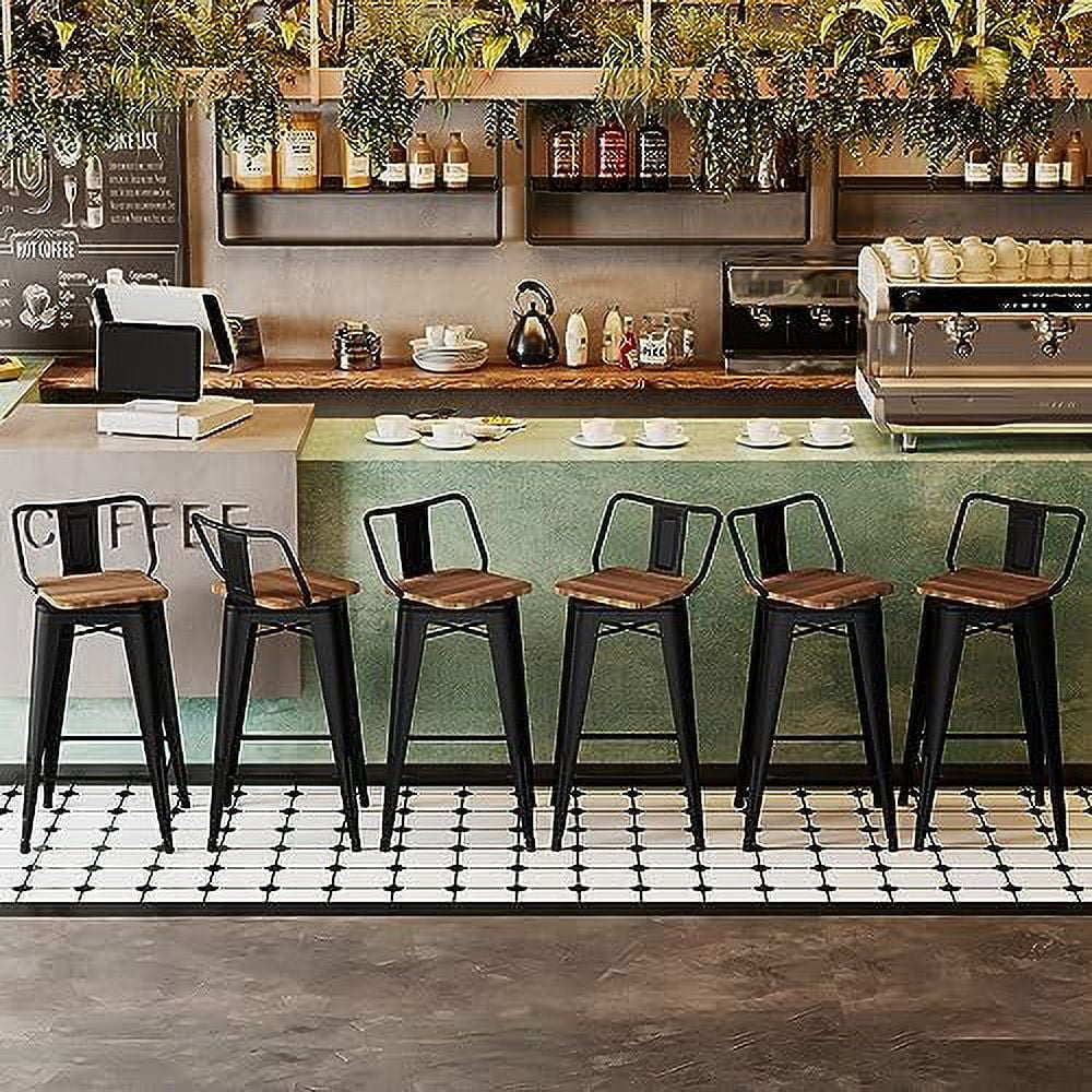 HOOMHIBIU 26 Inch Swivel  Stools Set of 4 Counter Height Stools Industrial Metal Barstools (26 inch  Distressed White)