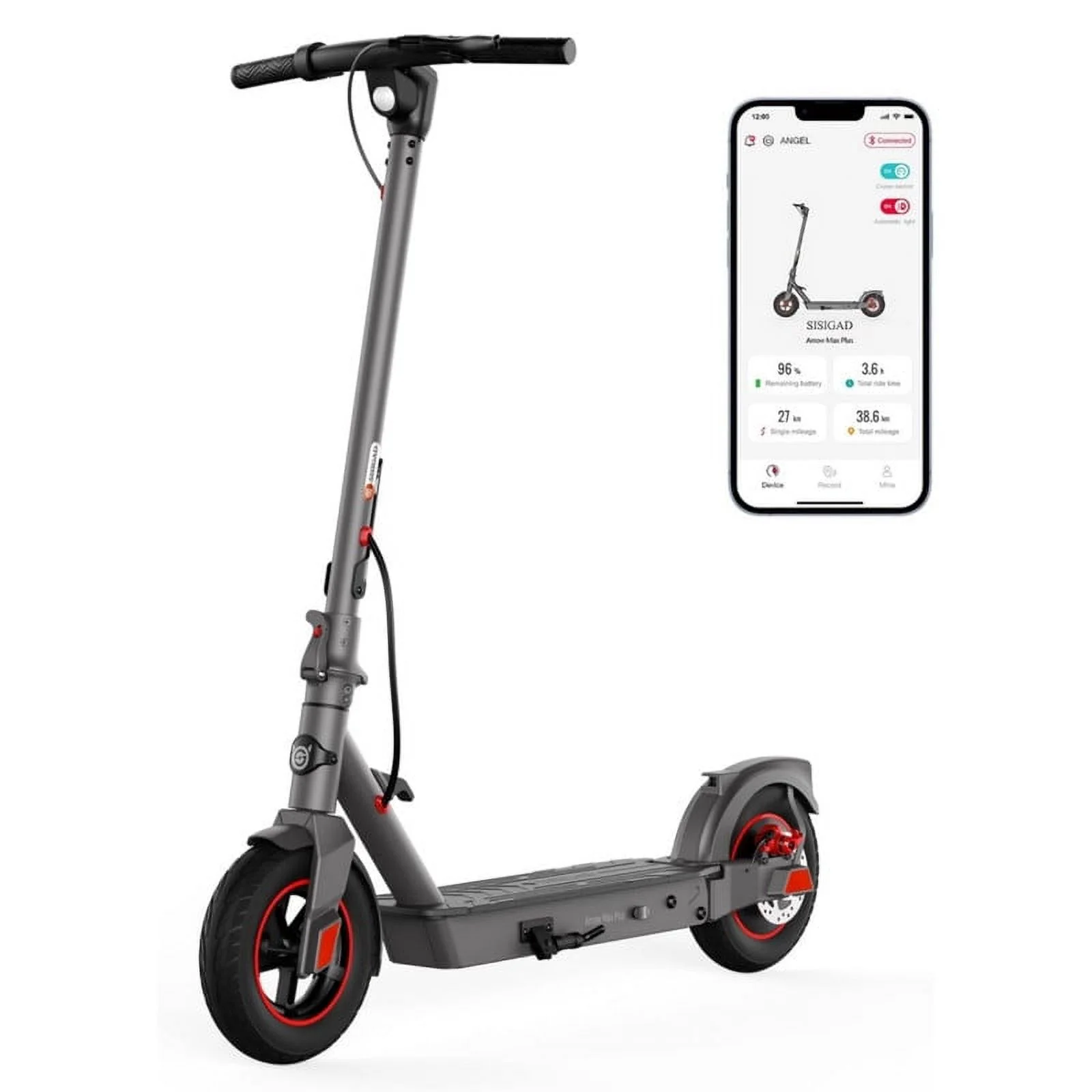 SISIGAD Electric Scooter Adults, 450W Motor, 20 Mph Top Speed, 26 Miles Range, Electric Scooter with Shock Absorption 10