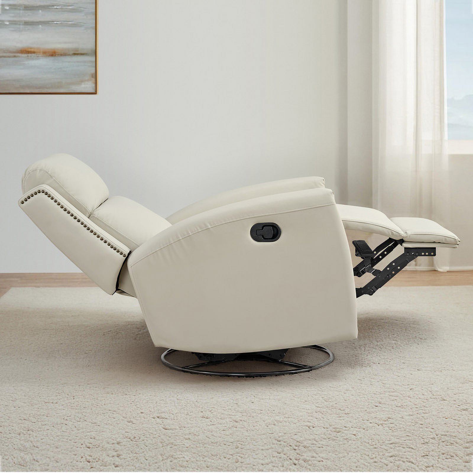 CHITA Swivel Glider Recliner Nursery Chair Manual Push Back Recliner for Living Room, Beige